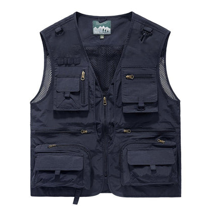 Summer Tactical Vest – 14 - Pocket Lightweight Mesh | Fishing, Hiking, Photography & Work – Blue Coats & Jackets for ExtendedShip (3 view)