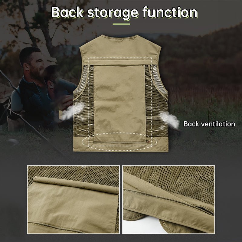 Summer Tactical Vest – 14 - Pocket Lightweight Mesh | Fishing, Hiking, Photography & Work – Gray Coats & Jackets for ExtendedShip (12 view)