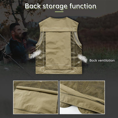Summer Tactical Vest – 14 - Pocket Lightweight Mesh | Fishing, Hiking, Photography & Work – Gray Coats & Jackets for ExtendedShip (12 view)