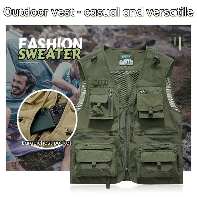Summer Tactical Vest – 14 - Pocket Lightweight Mesh | Fishing, Hiking, Photography & Work – Gray Coats & Jackets for ExtendedShip (13 view)