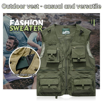 Summer Tactical Vest – 14 - Pocket Lightweight Mesh | Fishing, Hiking, Photography & Work – Gray Coats & Jackets for ExtendedShip (13 view)