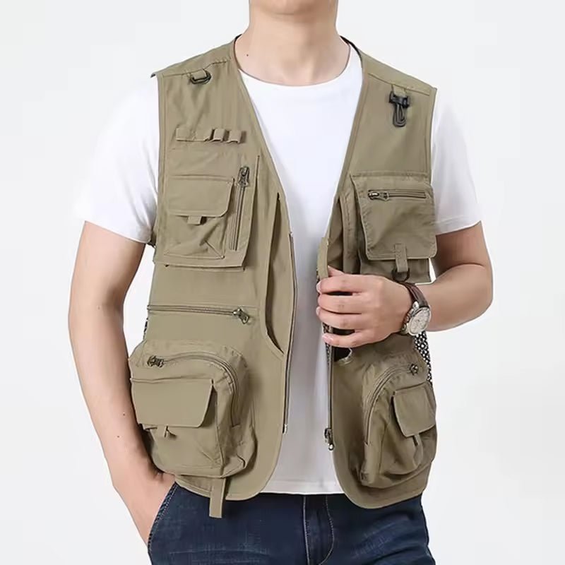 Summer Tactical Vest – 14 - Pocket Lightweight Mesh | Fishing, Hiking, Photography & Work – Gray Coats & Jackets for ExtendedShip (10 view)