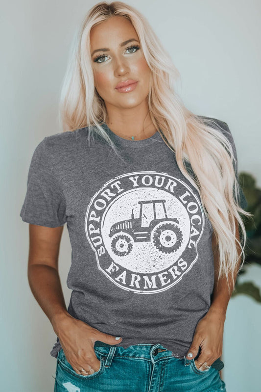 SUPPORT YOUR LOCAL FARMERS Graphic Tee – Gray Tops/Tops & Tees for Shopify Collective (1 view)