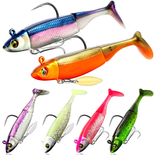 PLUSINNO Jig Head Lures – Pre Rigged Spinner Baits for – Pre-rigged jig head lures - Combination Fishing Gear by RM Outpost
