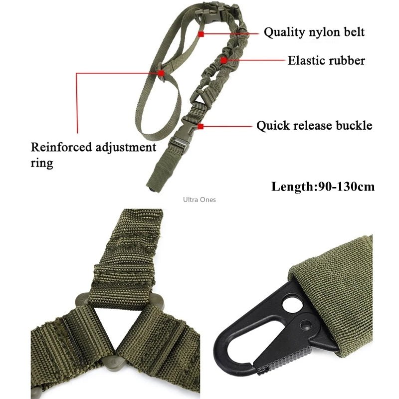 Tactical One - Point Gun Sling – 1000D Nylon Single - Point Bungee Strap | Airsoft, Hunting & Military Gear – Black Tactical Gear for 1000D Nylon (5 view)