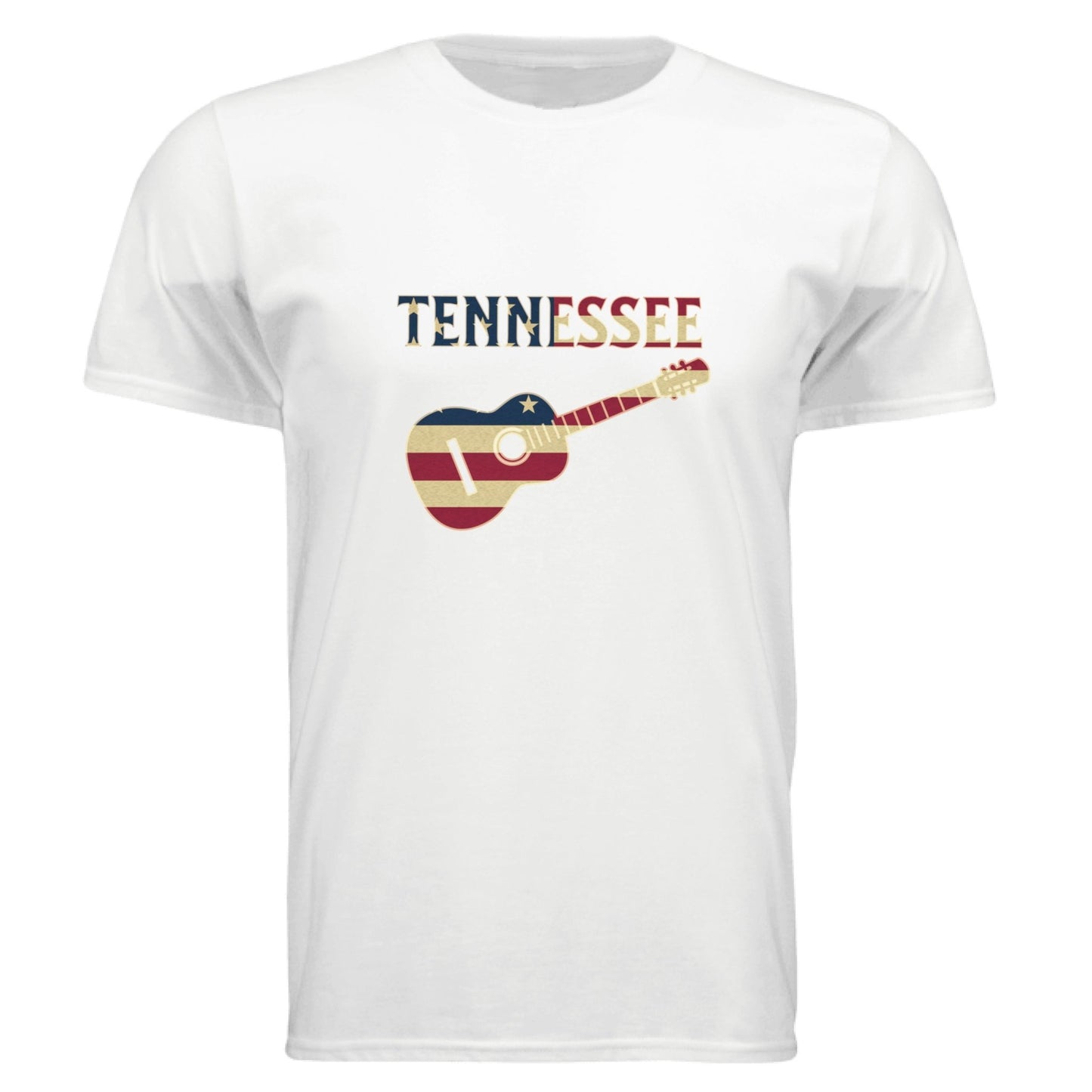Tennessee Guitar Flag Tee – Southern Sound & State Pride | RM Outpost Apparel – White T-Shirt for American Flag (4 view)