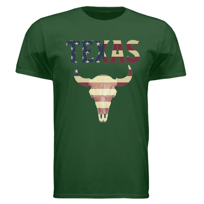 Texas Flag Longhorn Tee – Bold Patriotic Design | RM Outpost Apparel – Forest Green T-Shirt for American Flag (5 view)