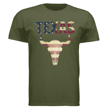 Texas Flag Longhorn Tee – Bold Patriotic Design | RM Outpost Apparel – Military Green T-Shirt for American Flag (19 view)