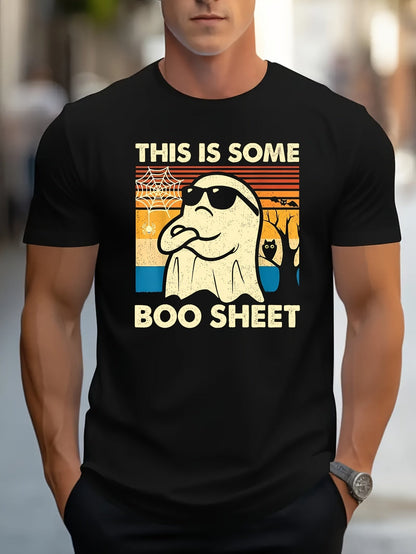 "This Is Some Boo Sheet" T-Shirt – Funny Men’s Halloween Tee | Casual Retro Graphic Shirt – Black Mens Top for funny t-shirt (1 view)