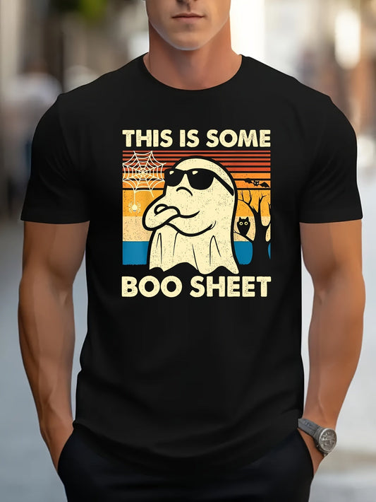 "This Is Some Boo Sheet" T-Shirt – Funny Men’s Halloween Tee | Casual Retro Graphic Shirt – Black Mens Top for funny t-shirt (1 view)