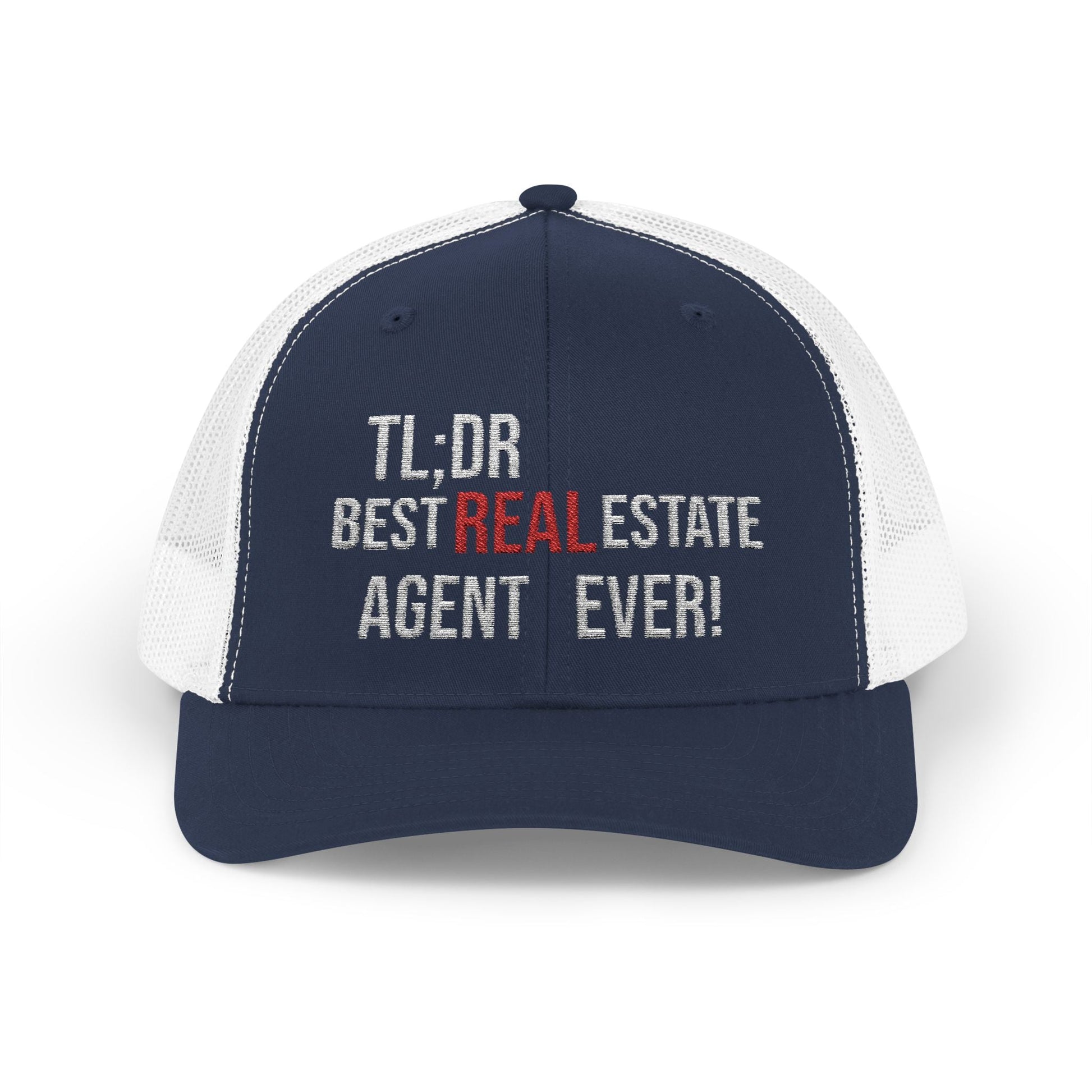 TL;DR: Best Real Estate Agent Ever Hat – Trucker Cap With Bold Statement – Navy / White Hats for Casual Headwear (33 view)