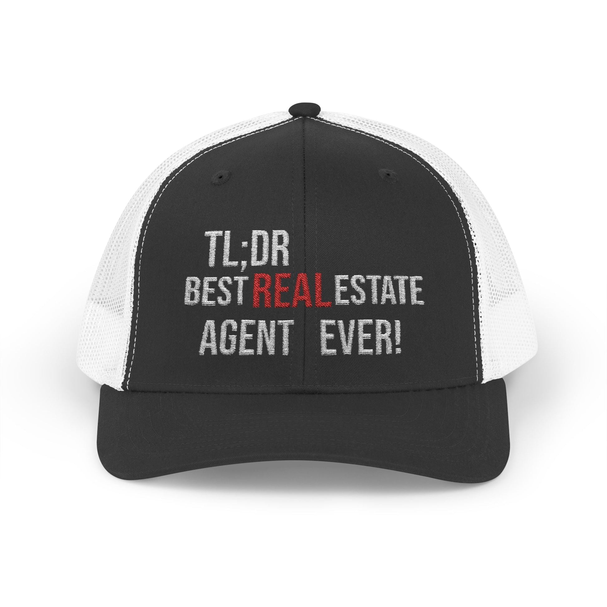 TL;DR: Best Real Estate Agent Ever Hat – Trucker Cap With Bold Statement – Black / White Hats for Casual Headwear (9 view)