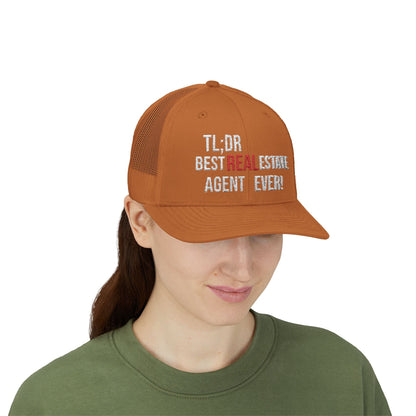 TL;DR: Best Real Estate Agent Ever Hat – Trucker Cap With Bold Statement – Caramel Hats for Casual Headwear (20 view)