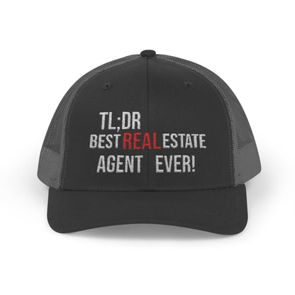 TL;DR: Best Real Estate Agent Ever Hat – Trucker Cap With Bold Statement – Black Hats for Casual Headwear (5 view)