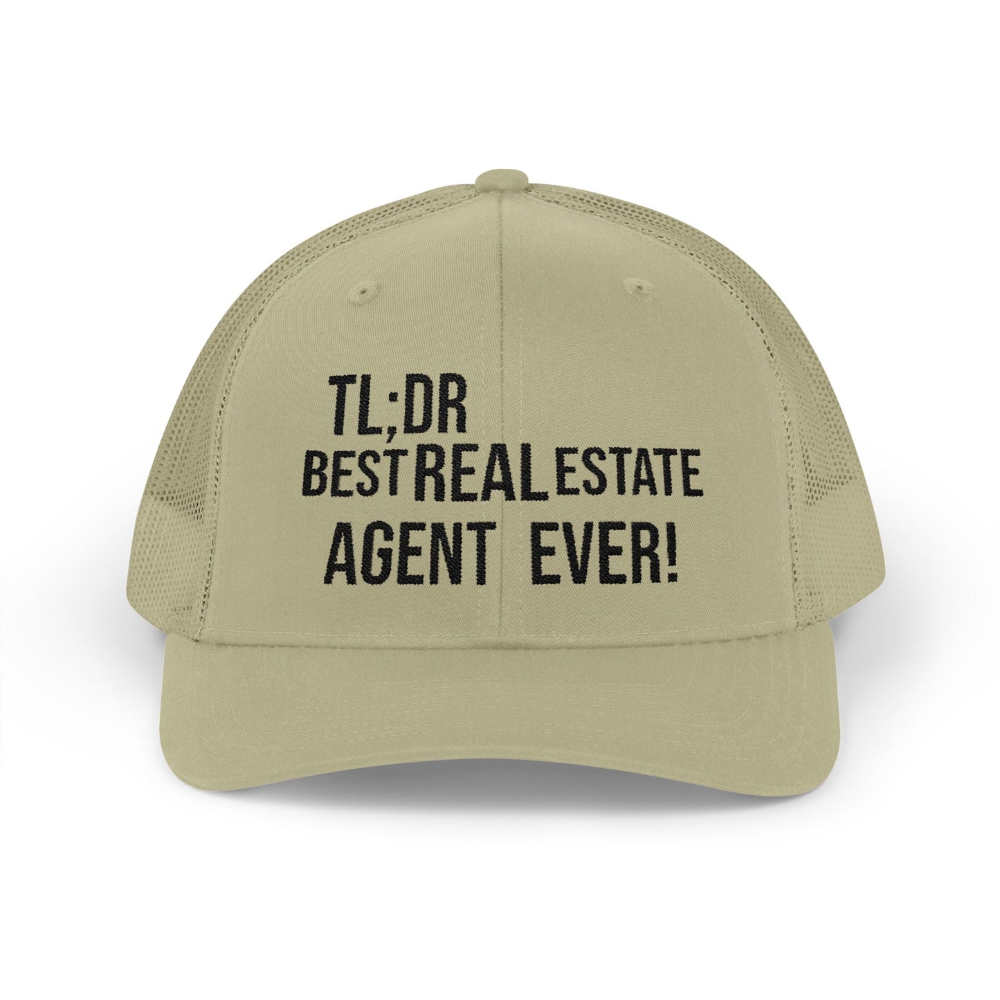 TL;DR: Best Real Estate Agent Ever – Monochrome Trucker Hat – Khaki Hats for Casual Headwear (29 view)