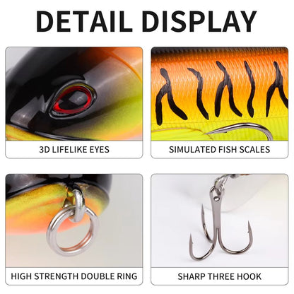 Topwater Fishing Lure Set – 20pcs Popper Bait with Hooks, 3D Eyes & Propeller Tail | Bass & Pike Lures – Fishing Gear by SbrTnHomes