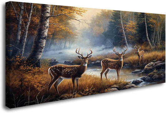 Arthome520 Framed Yellow Animal Deer Canvas Print Home Decor – Wall Art by SbrTnHomes