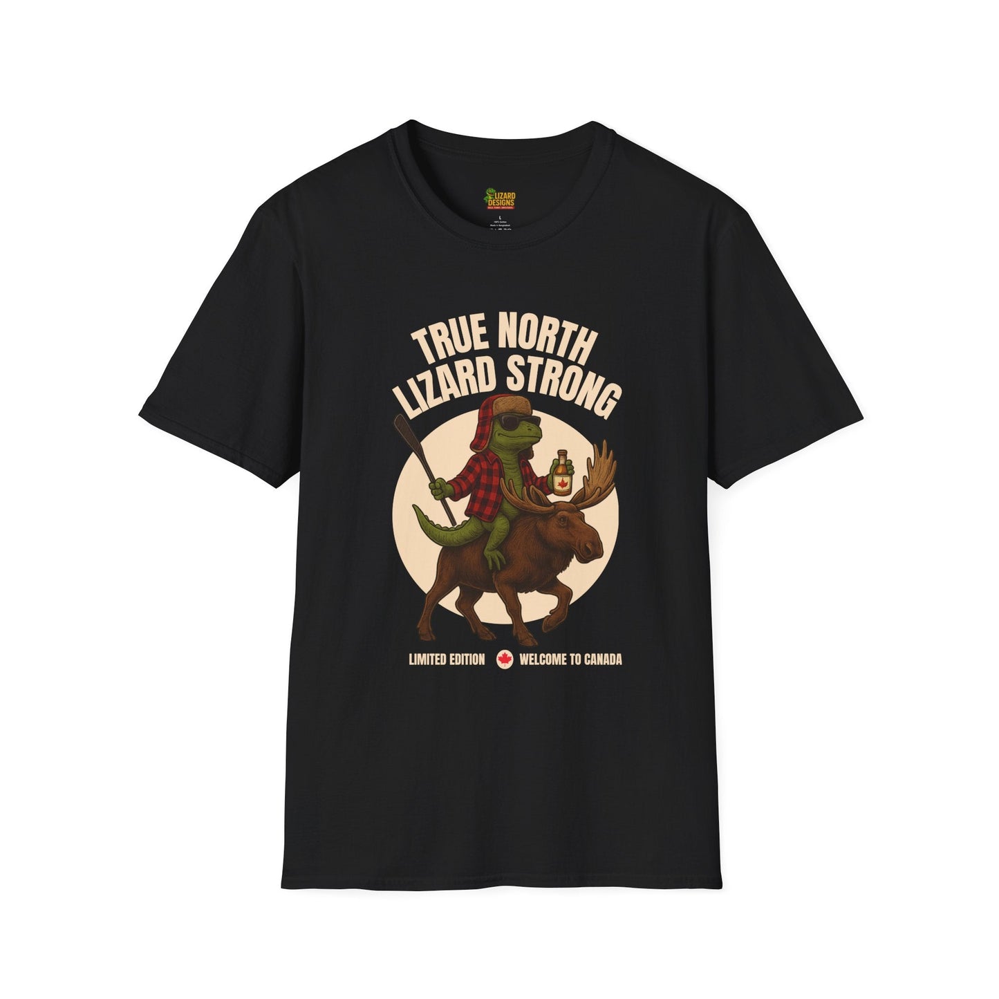 True North Lizard Strong Shirt – Canada Edition Chaos Tee | Funny Moose & Hockey Graphic – Black T-Shirt for Adventure Vibes Tee (5 view)
