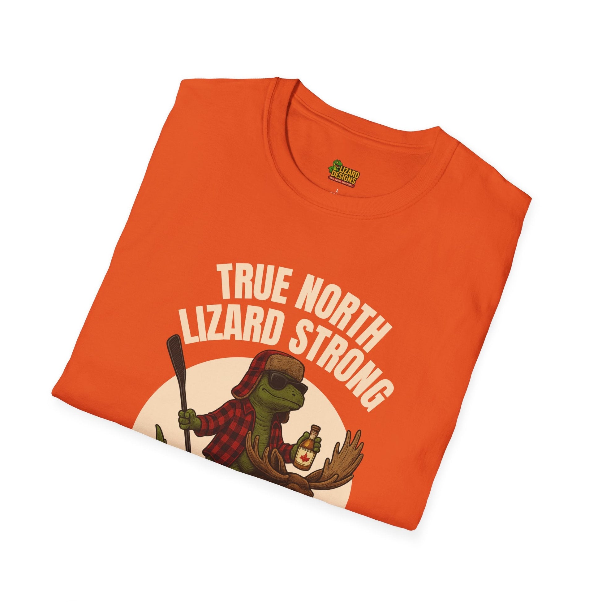 True North Lizard Strong Shirt – Canada Edition Chaos Tee | Funny Moose & Hockey Graphic – Orange T-Shirt for Adventure Vibes Tee (12 view)
