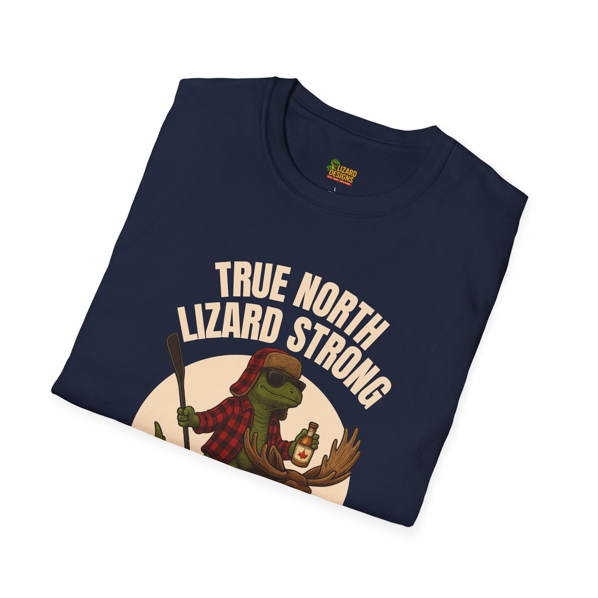 True North Lizard Strong Shirt – Canada Edition Chaos Tee | Funny Moose & Hockey Graphic – Navy T-Shirt for Adventure Vibes Tee (29 view)