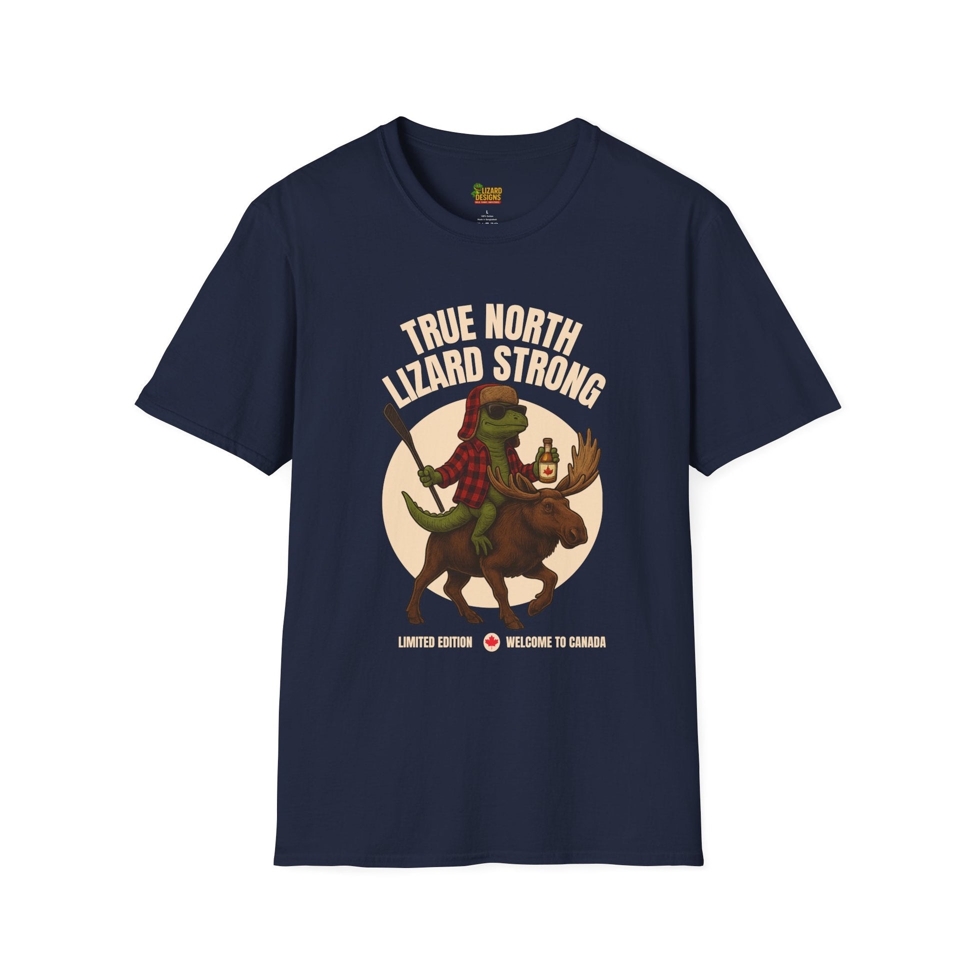 True North Lizard Strong Shirt – Canada Edition Chaos Tee | Funny Moose & Hockey Graphic – Navy T-Shirt for Adventure Vibes Tee (26 view)