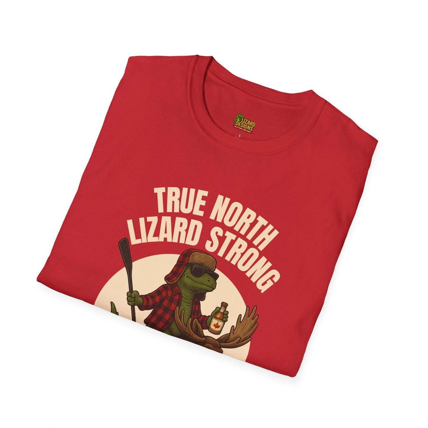 True North Lizard Strong Shirt – Canada Edition Chaos Tee | Funny Moose & Hockey Graphic – Red T-Shirt for Adventure Vibes Tee (4 view)