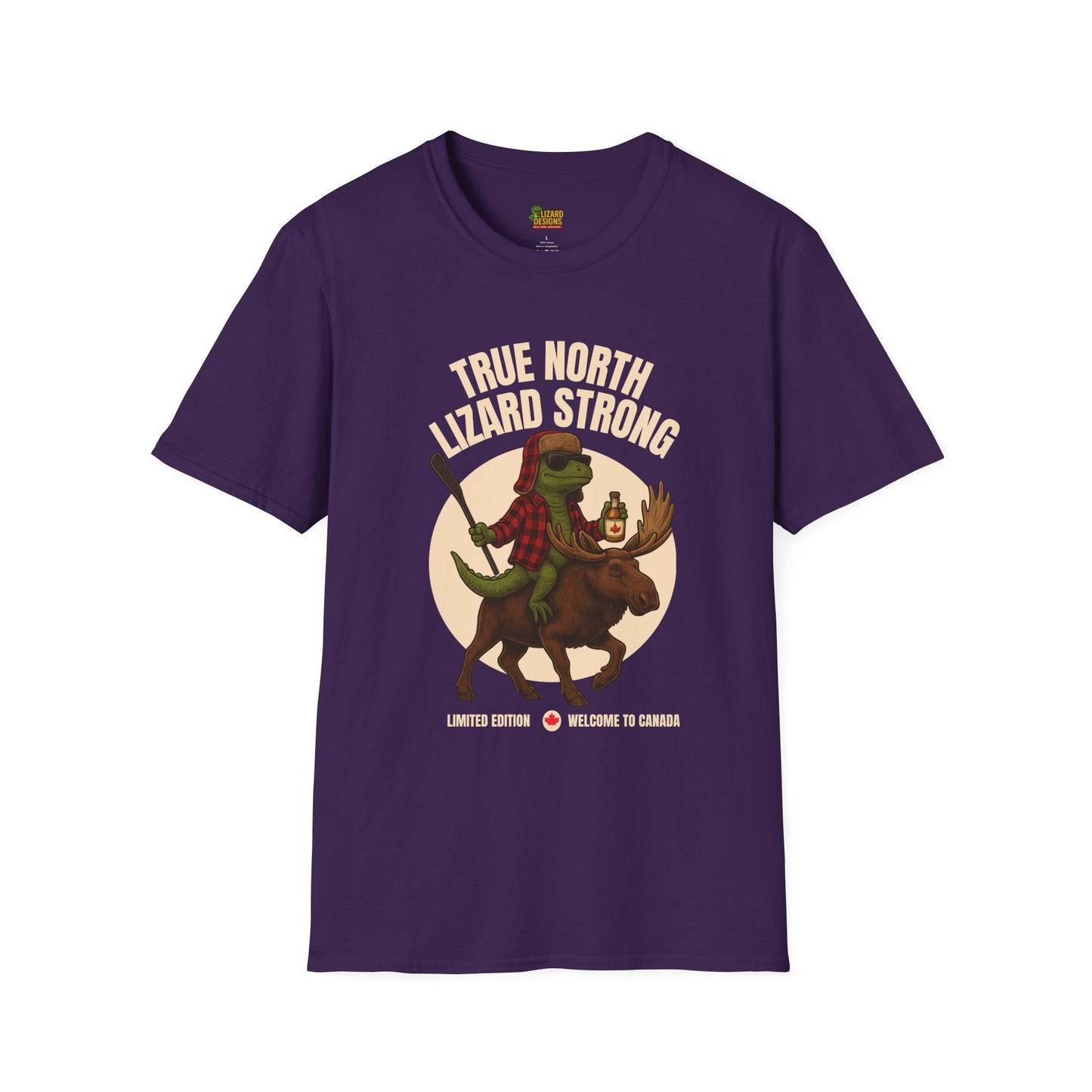 True North Lizard Strong Shirt – Canada Edition Chaos Tee | Funny Moose & Hockey Graphic – Purple T-Shirt for Adventure Vibes Tee (13 view)