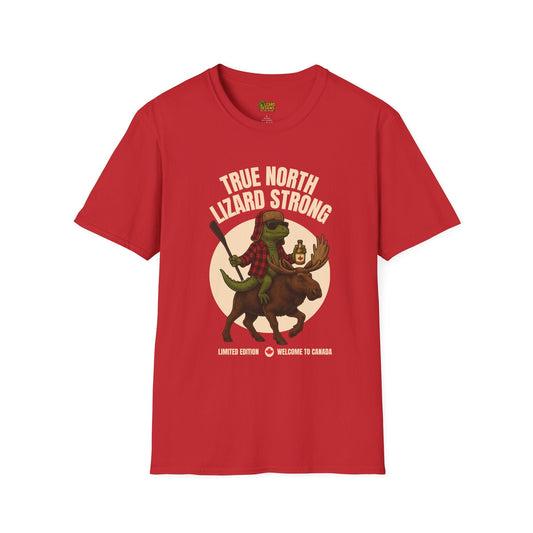 True North Lizard Strong Shirt – Canada Edition Chaos Tee | Funny Moose & Hockey Graphic – Red T-Shirt for Adventure Vibes Tee (1 view)
