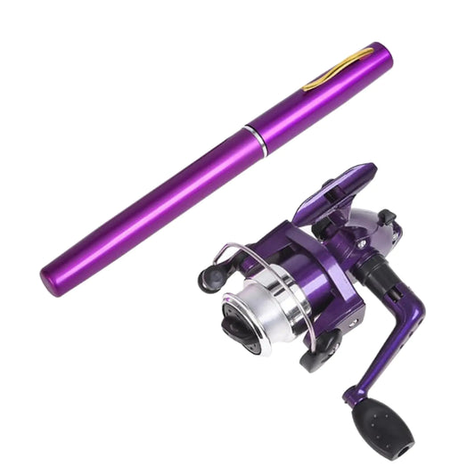 Mini Pen Fishing Rod – 40" Pocket Size Telescopic Pole with – Purple Fishing Gear by SbrTnHomes