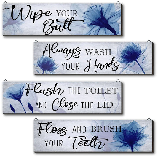 Wuguimeii 4 Pcs Farmhouse Bathroom Decor Wooden Funny – 4teeth decor by SbrTnHomes