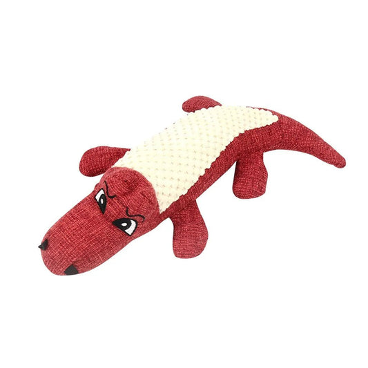 Linen Plush Crocodile Dog Toy Squeaky Chew | Shop Sbrtn – Red Pet for pets (1 view)