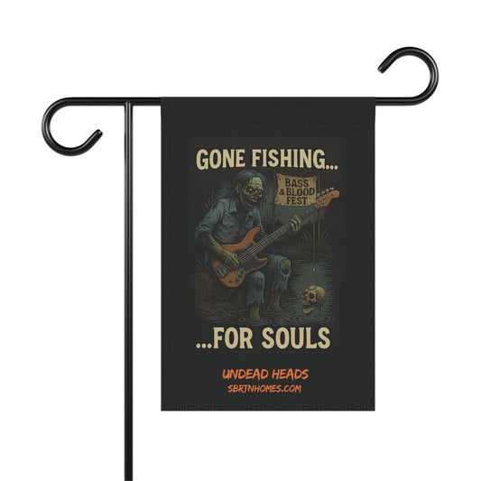 Undead Heads Halloween Flag – Gone Fishin’ for Souls | Bass & Blood Fest Yard Decor – 12'' × 18'' Home Decor for bass and blood fest (1 view)