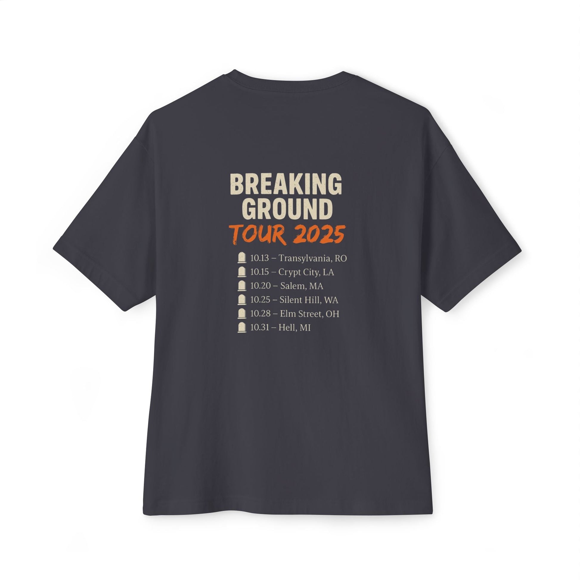 Undead Heads – Breaking Ground Tour 2025 Graphic Tee | Vintage Rock Band Shirt, Halloween Music Festival Merch – Navy T-Shirt for alternative style (10 view)