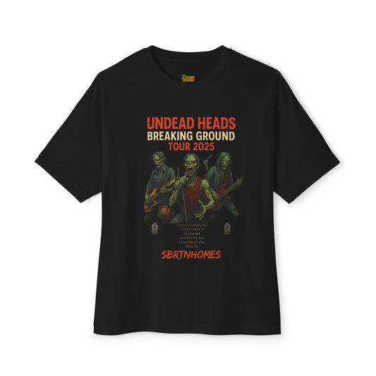 Undead Heads – Breaking Ground Tour 2025 Graphic Tee | Vintage Rock Band Shirt, Halloween Music Festival Merch – Black T-Shirt for alternative style (1 view)