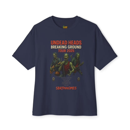 Undead Heads – Breaking Ground Tour 2025 Graphic Tee | Vintage Rock Band Shirt, Halloween Music Festival Merch – Navy T-Shirt for alternative style (4 view)