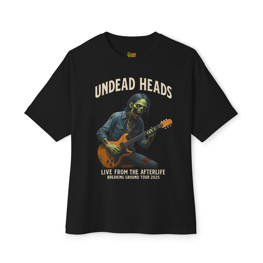 Undead Heads – Breaking Ground Tour 2025 Tee | Vintage Zombie Band Shirt for Halloween & Festival Chaos | Lizard Designs – Black T-Shirt for alternative style (1 view)