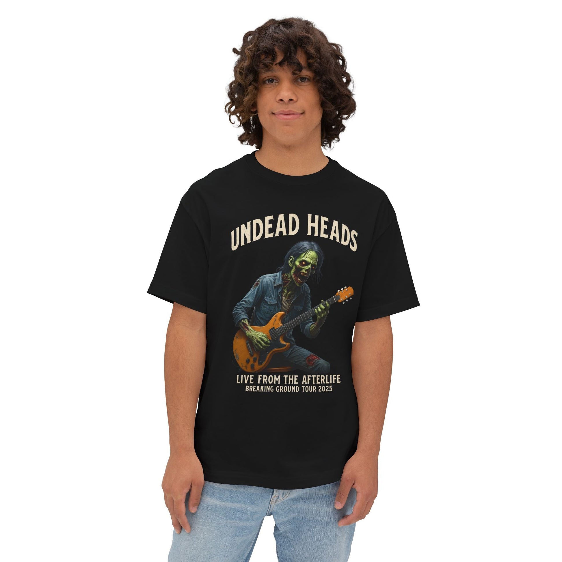 Undead Heads – Breaking Ground Tour 2025 Tee | Vintage Zombie Band Shirt for Halloween & Festival Chaos | Lizard Designs – Navy T-Shirt for alternative style (8 view)