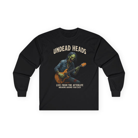 Undead Heads Long Sleeve Tour Tee – Vintage Rock Band Shirt | Music Festival Apparel & Gift for Music Fans – Black Long - sleeve for band merch (1 view)