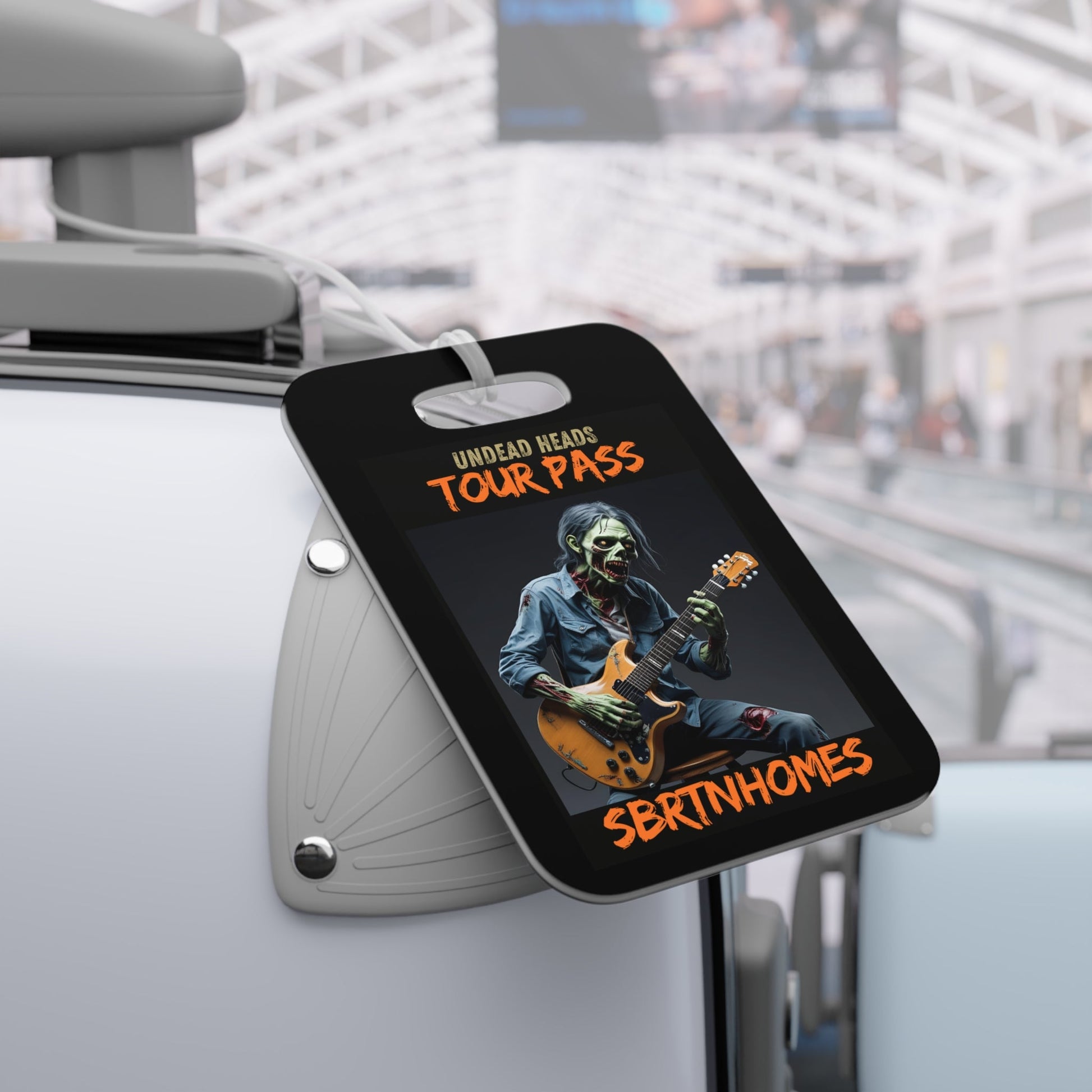 Undead Heads Tour Pass Luggage Tag – Zombie Rocker Travel Accessory | Band Merch Gift – Rectangle Accessories for Adventure Travel (4 view)