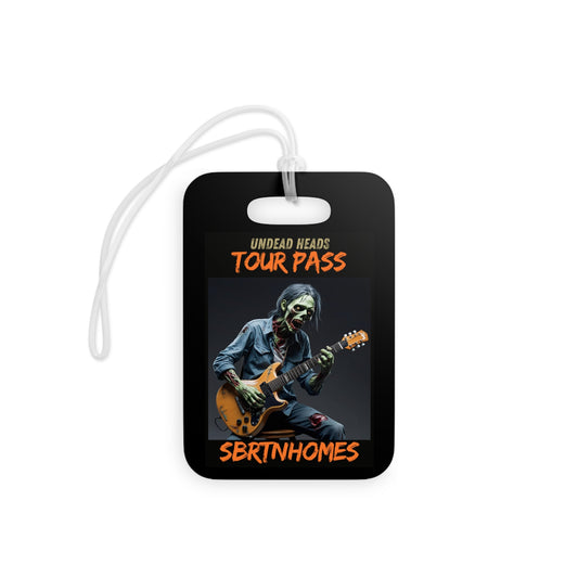 Undead Heads Tour Pass Luggage Tag – Zombie Rocker Travel Accessory | Band Merch Gift – Rectangle Accessories for Adventure Travel (1 view)