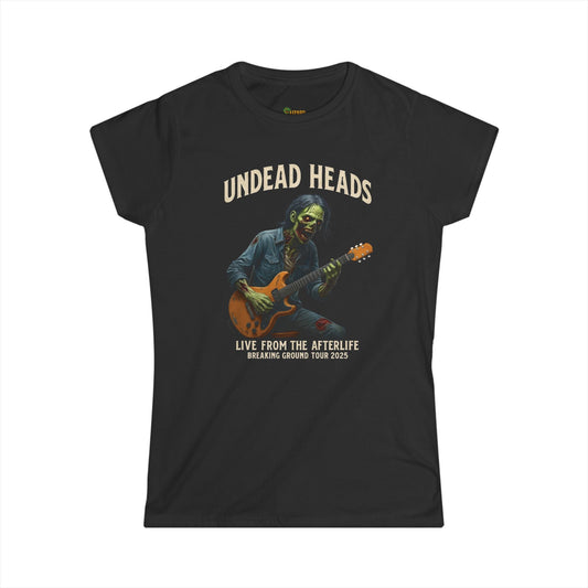 Undead Heads Women’s Tour Tee – Softstyle Graphic Rock Shirt | Music Lover Gift & Concert Apparel – Black T-Shirt for boho chic apparel (1 view)