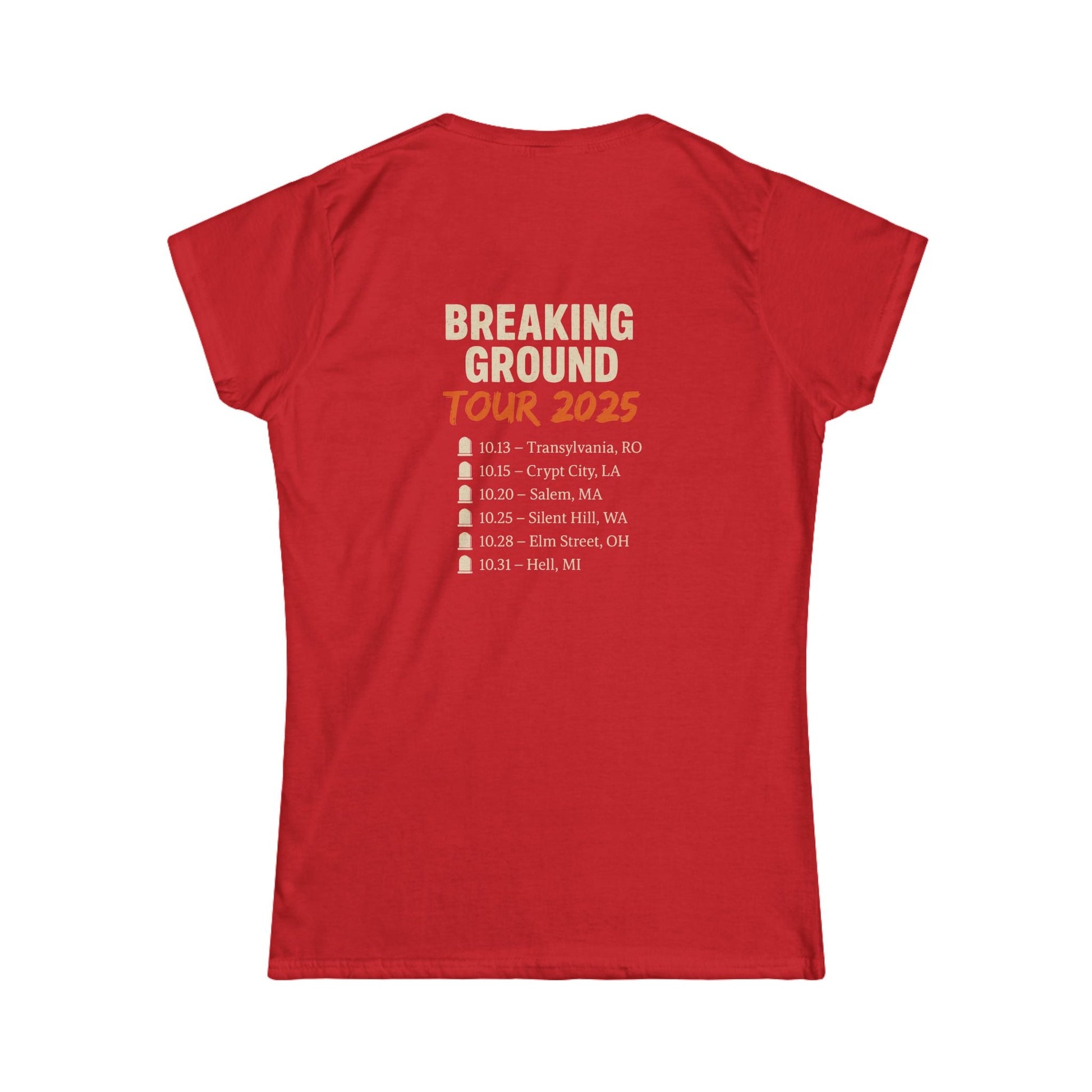 Undead Heads Women’s Tour Tee – Softstyle Graphic Rock Shirt | Music Lover Gift & Concert Apparel – Red T-Shirt for boho chic apparel (17 view)