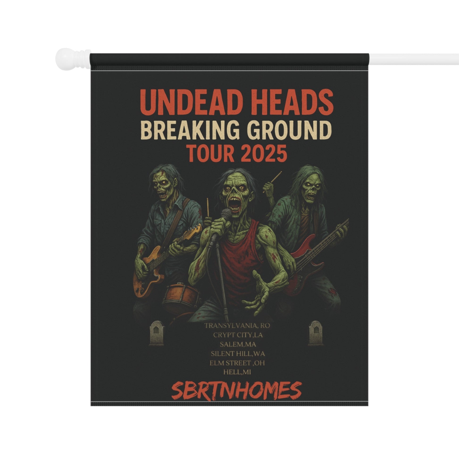 Undead Heads Zombie Band Flag – Spooky Halloween Garden Banner | Outdoor Yard Decor – 24.5'' × 32'' Home Decor for creepy lawn sign (6 view)