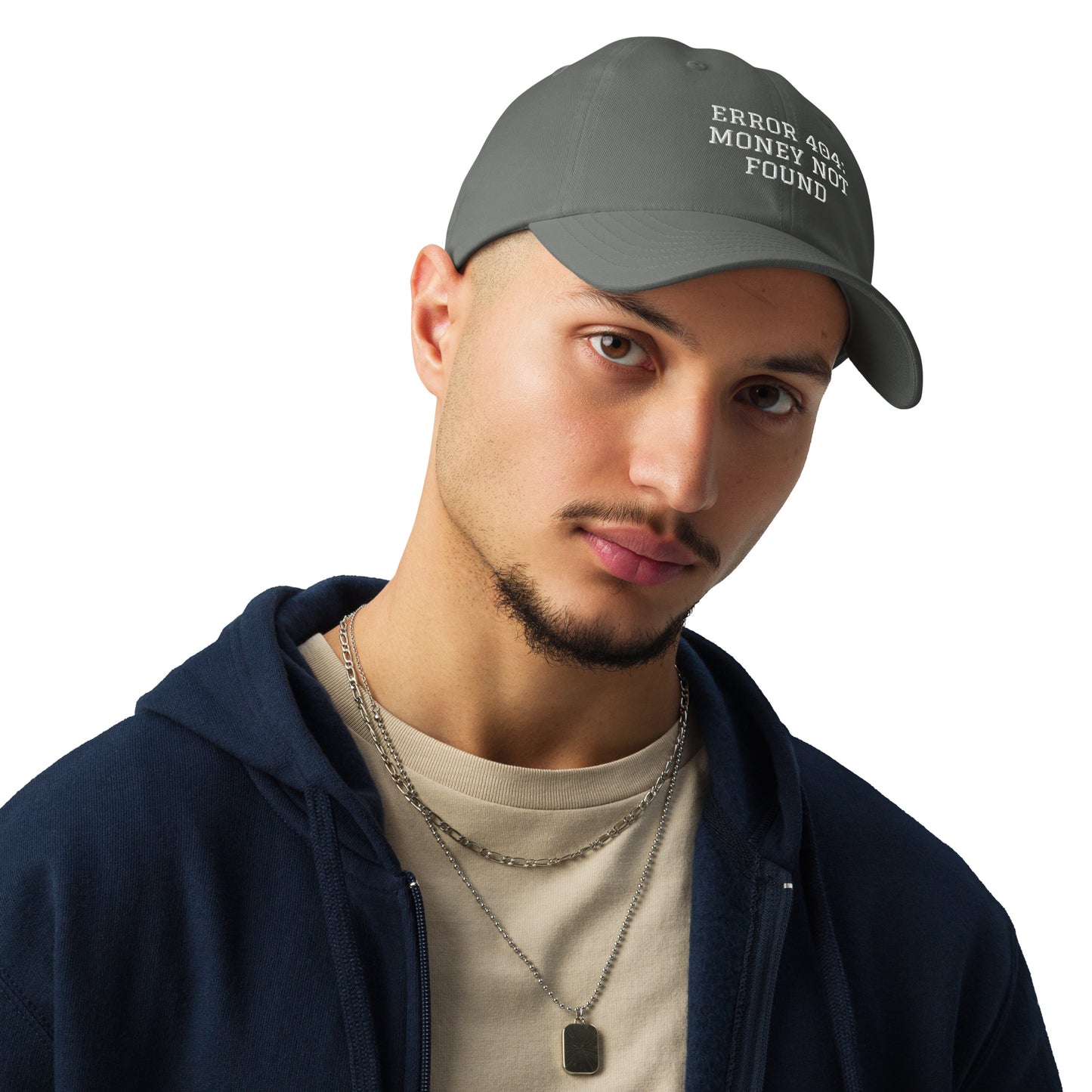 ERROR 404: MONEY NOT FOUND I Under Armour® dad hat – Grey Hats for Lizard Designs (13 view)