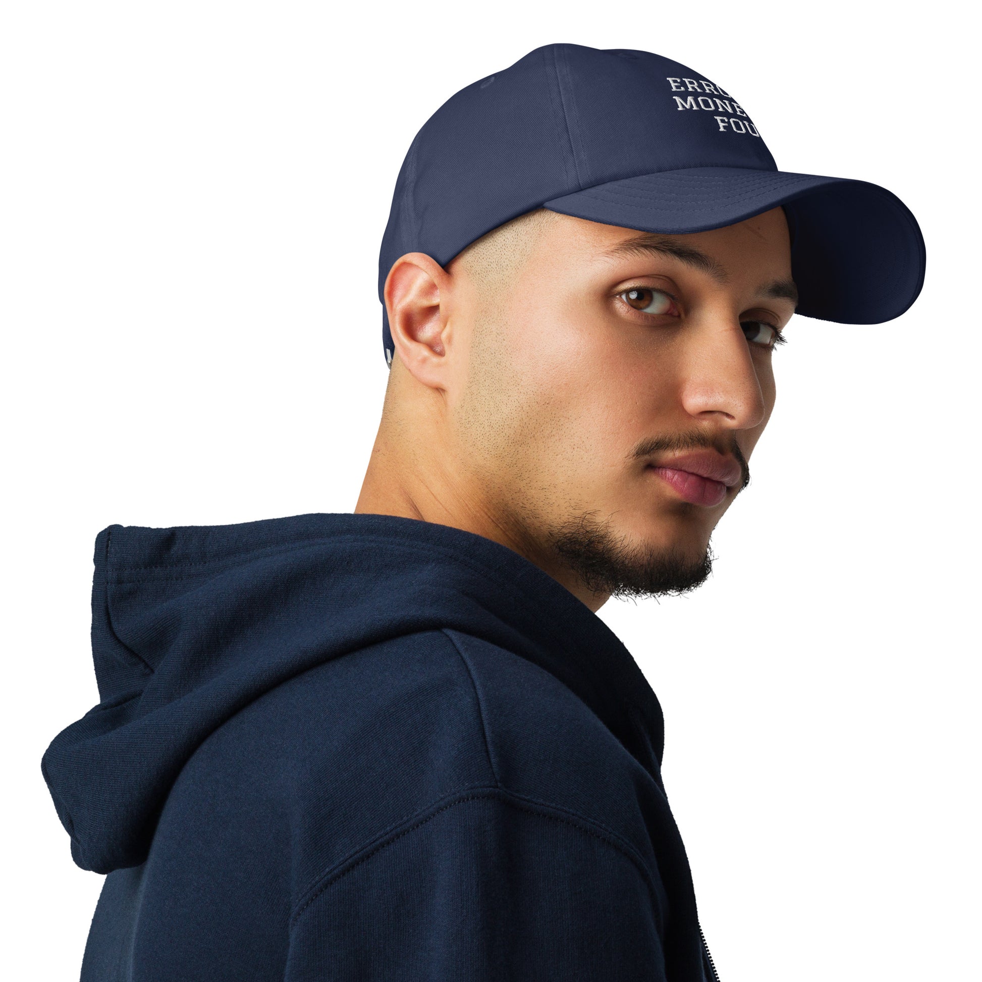 ERROR 404: MONEY NOT FOUND I Under Armour® dad hat – Navy Hats for Lizard Designs (6 view)