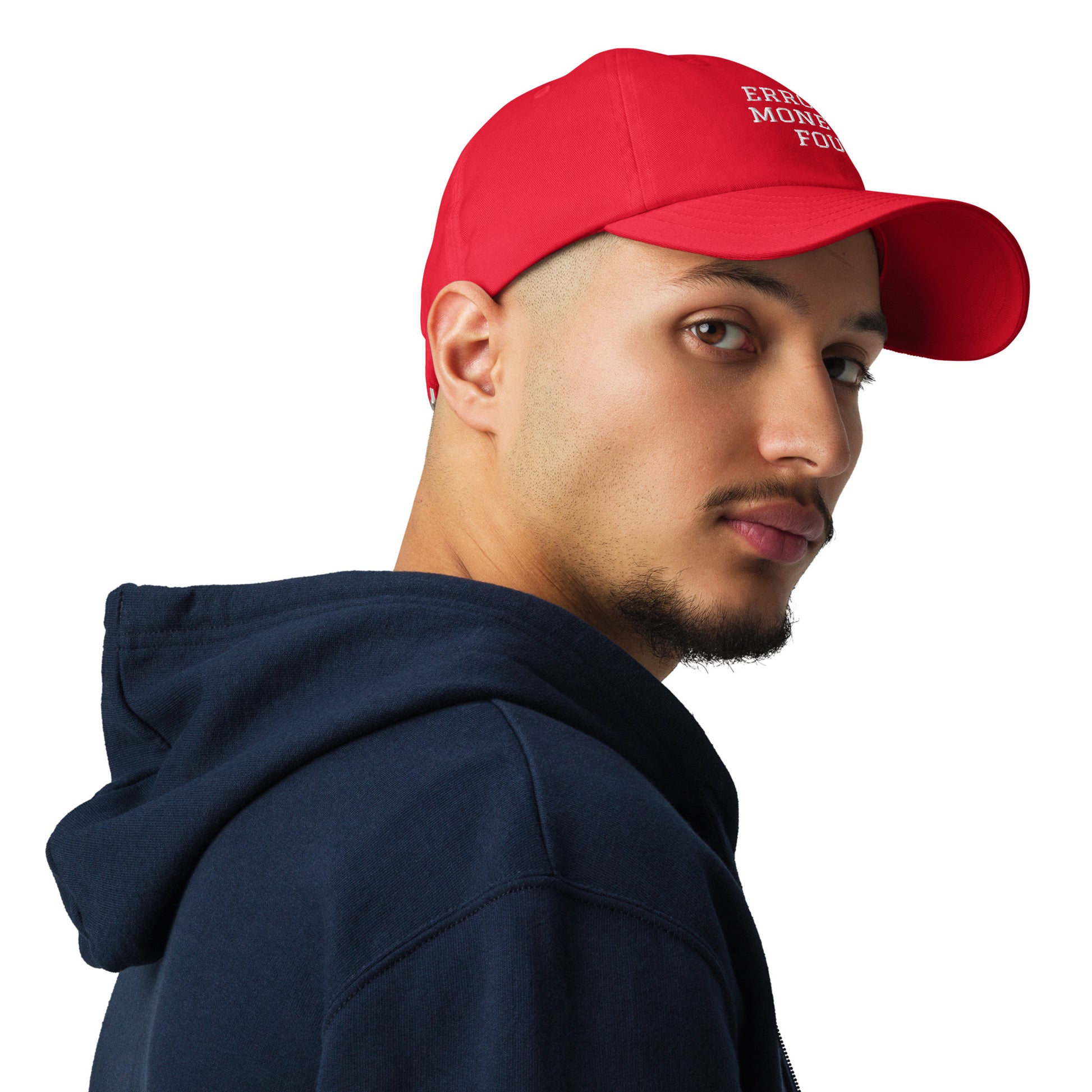 ERROR 404: MONEY NOT FOUND I Under Armour® dad hat – Red Hats for Lizard Designs (12 view)