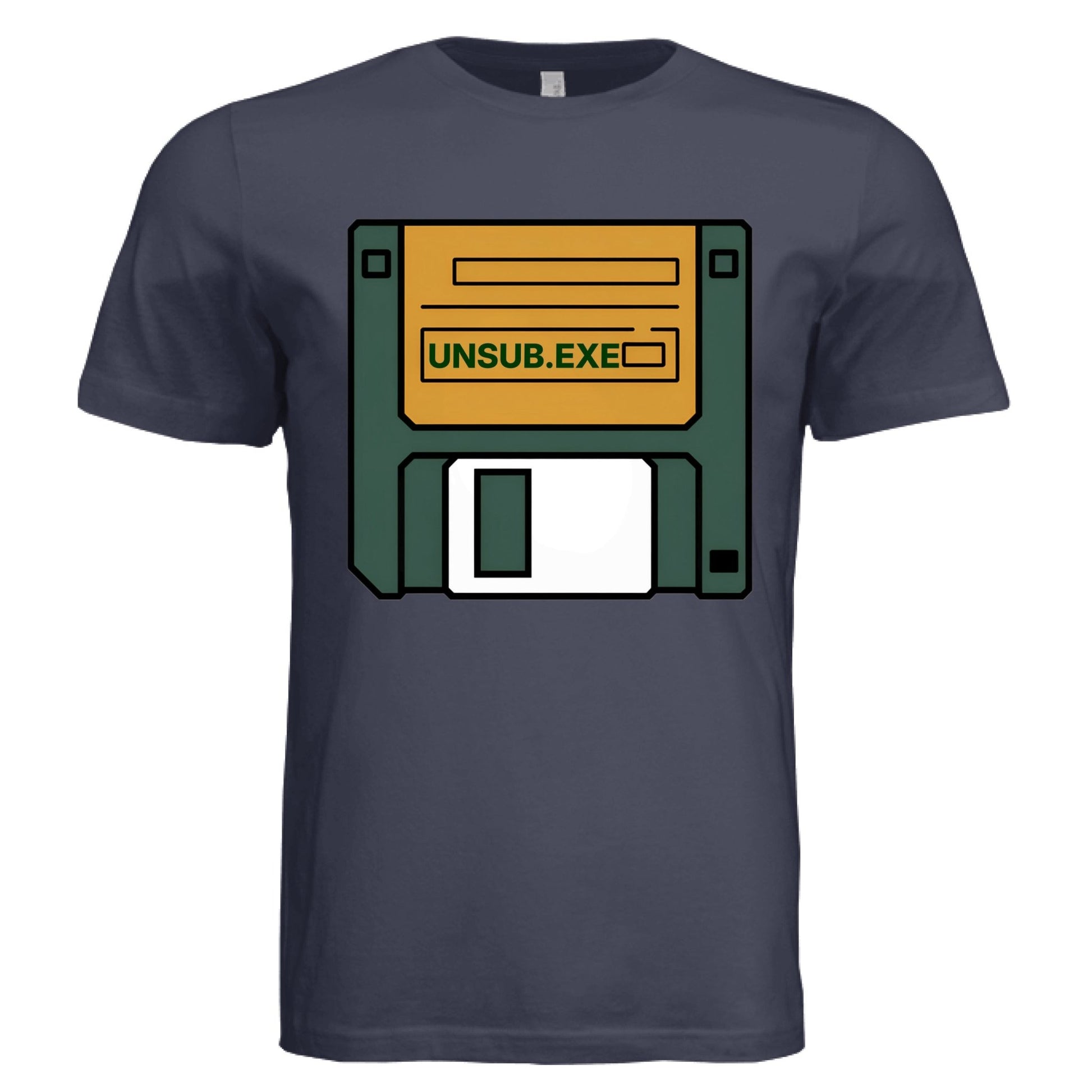 UNSUB.EXE Tee – Retro Floppy Disk Humor Shirt | Delete the Drama Edition – SOLID NVY TRBLND T-Shirt for 90s humor (4 view)