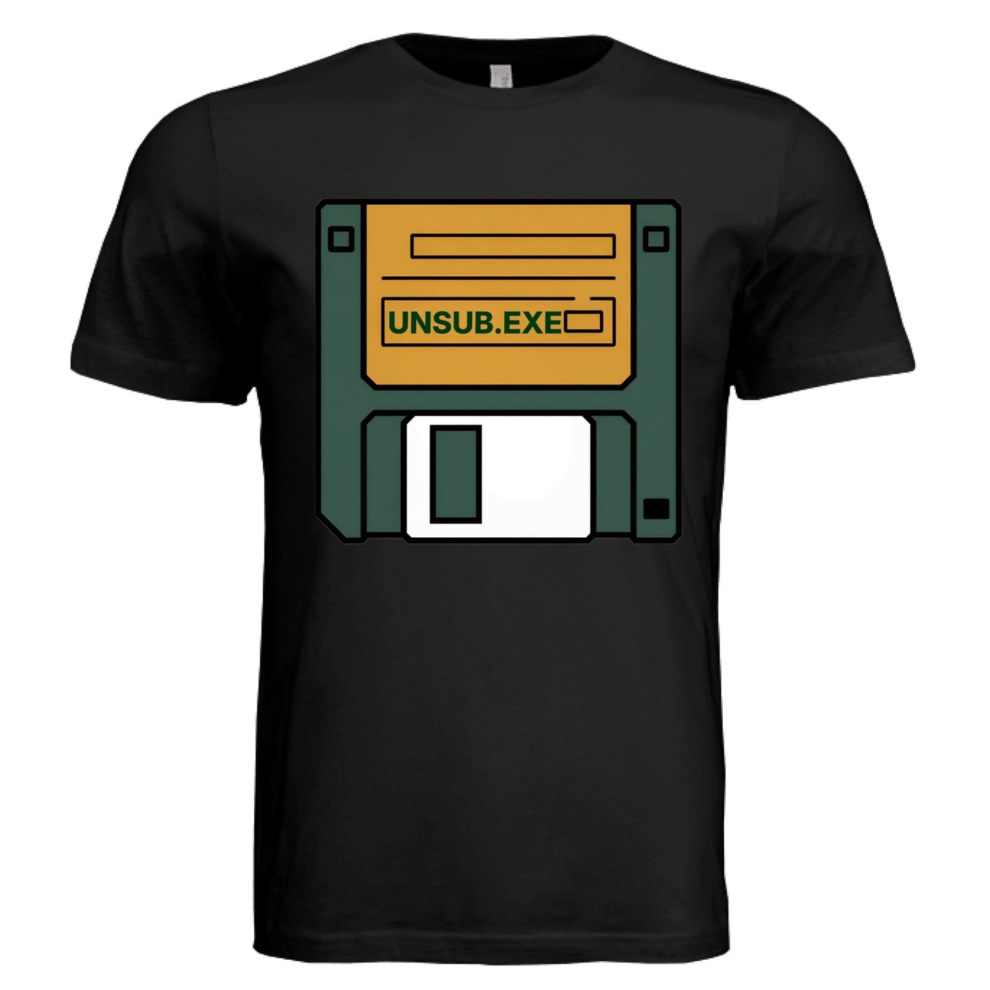UNSUB.EXE Tee – Retro Floppy Disk Humor Shirt | Delete the Drama Edition – BLK HTHR TRIBLND T-Shirt for 90s humor (25 view)