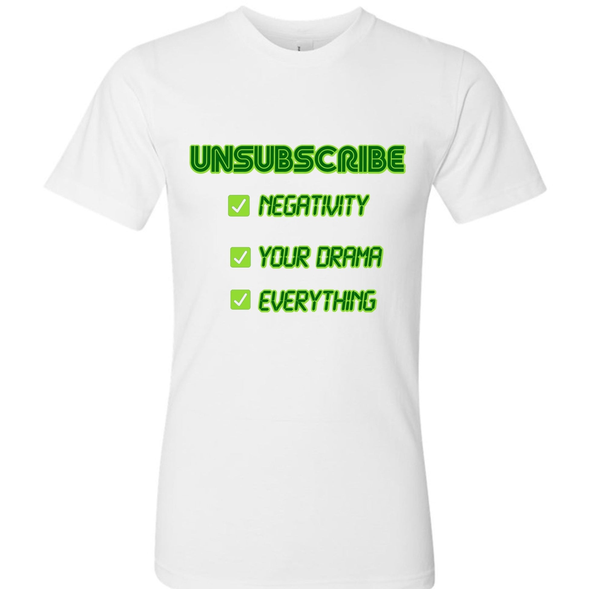 UNSUBSCRIBE Tee – Delete the Drama CRT print | Retro Terminal Humor Shirt – WHITE T-Shirt for Apparel (19 view)