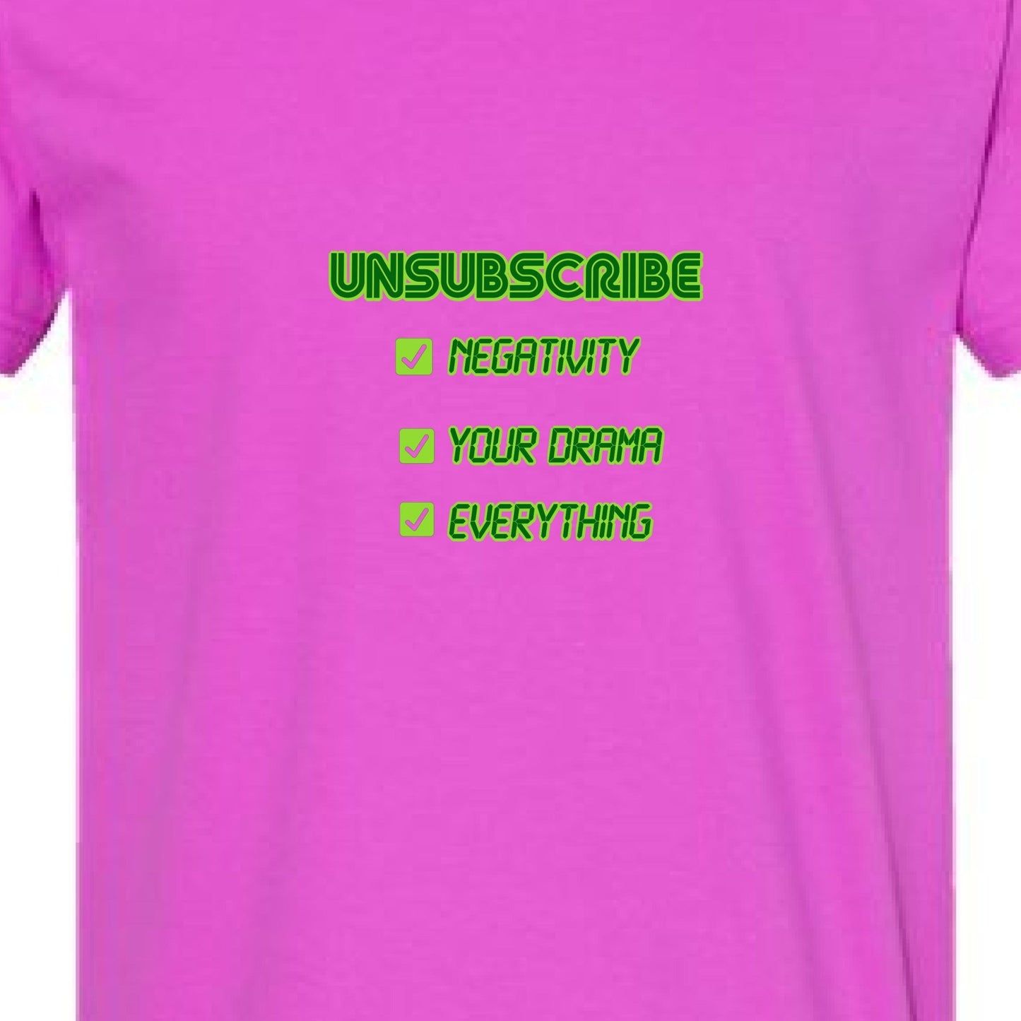 UNSUBSCRIBE Tee – Delete the Drama CRT print | Retro Terminal Humor Shirt – Super Pink T-Shirt for Apparel (15 view)